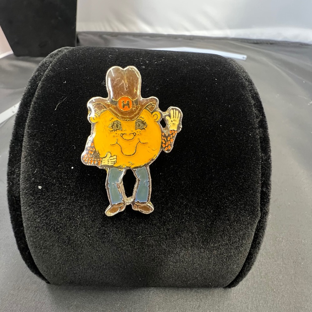 VTG Hardees Star Cowboy Enamel Lapel Pin Fast Food Mascot Retro Americana 80s